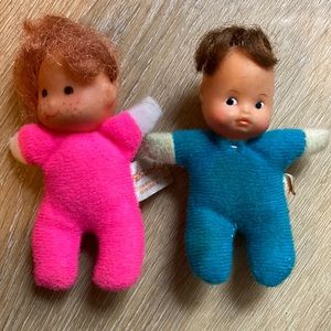 Vintage Fun World Matchpack Pocket Doll 3" mini Pink & Blue Lot Of 2